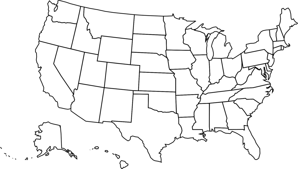 A states map of the United States of America.